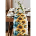 thumbnail image 4 of ERUNPONLY Sunflower Table Runner - 90 Inch Long Pastoral Pastel Yellow Floral Rustic Wood Plank Cotton Linen Blended Dress Scarves Farmhouse Table Runner for Kitchen Dining, Coffee Table, 13" x 90", 4 of 8