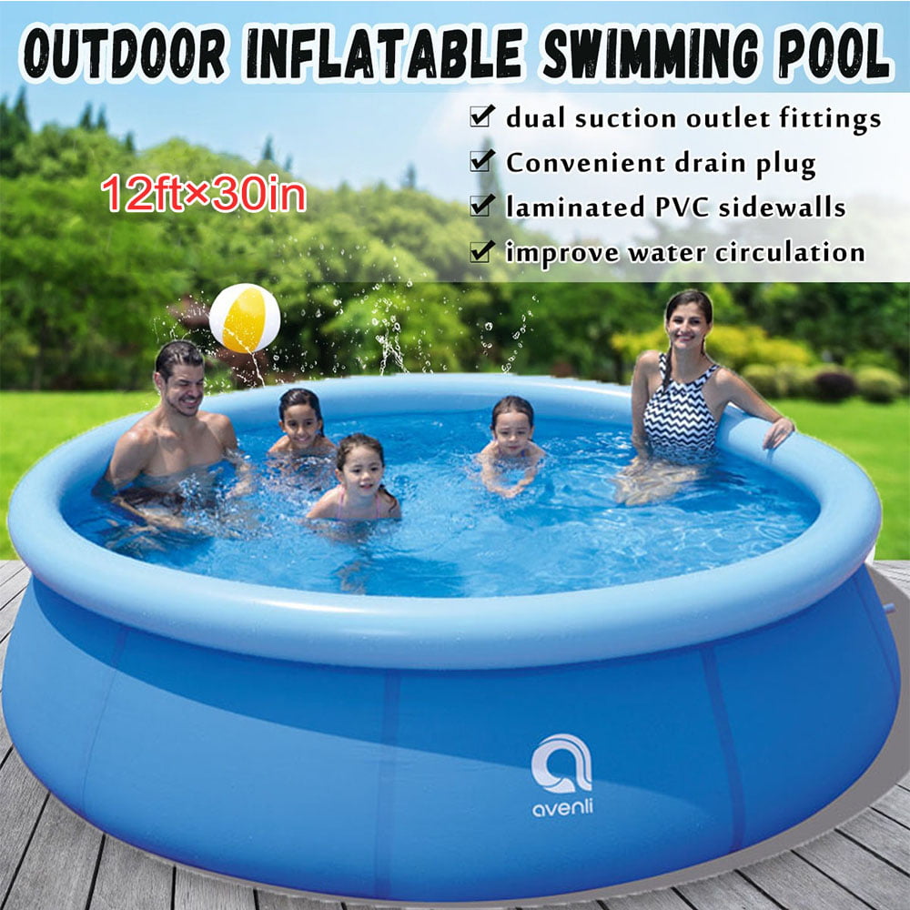 INFLATABLE SWIMMING POOL 8FT OUTDOOR GARDEN FAMILY FUN KIDS LARGE ROUND PADDLING 