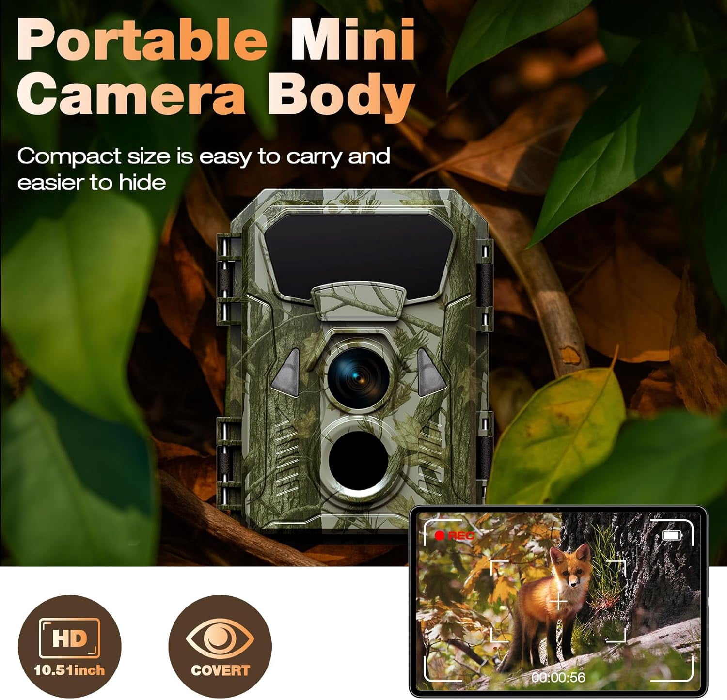 Campark Trail Camera 4K 48MP Hunting Game Camera with Infrared Night Vision Motion Activated Waterproof IP66 0.1s Trigger Time Lapse 2.0" LCD Trail Wildlife Cam Surveillance Monitors