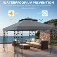 thumbnail image 5 of SHANNA Gazebo Replacement Canopy Roof, 10' x 10' Outdoor Waterproof BBQ Gazebo Canopy Top Cover, Gray, Double Roof, 5 of 8