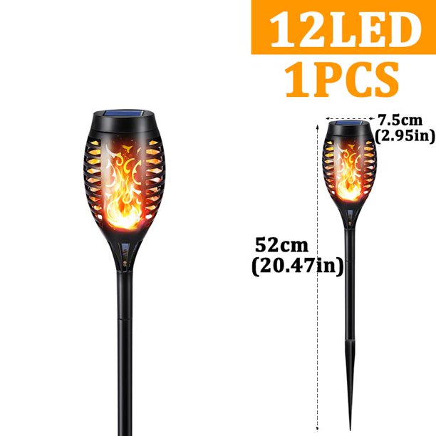 96 luces LED solares para exteriores, lámpara de llama parpadeante, impermeable, para jardín, Patio
