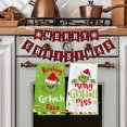 thumbnail image 2 of JOOCAR Christmas Kitchen Towels, Christmas Green Grinch Colorful Lights String White Snowflakes Christmas Towels for Home Kitchen Holiday Decoration Housewarming Gift Towel Set of 2, 2 of 5