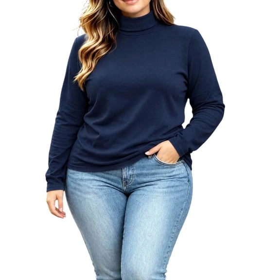 ZGRBOU Mock Turtleneck Tops for Women Fall Winter Basic Long Sleeve Shirts Soft Stretchy Layering Tee Plus Size