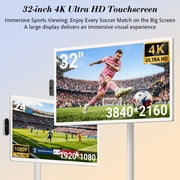 ApoloSign 32 4K UHD Smart Portable TV with Android 16, 2nd Gen Moveable Touchscreen Monitor on Wheels, 256GB Storage, Built-in 15000mAh Battery, 8MP Camera, Smart Screen for Home & Kitchen