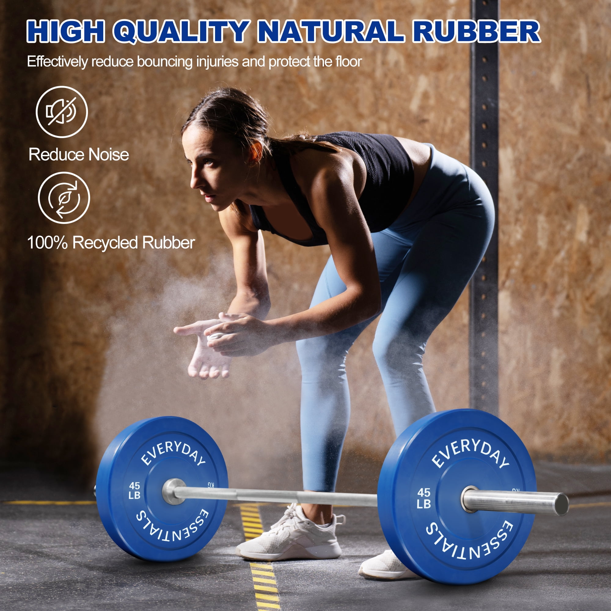 BalanceFrom Olympic Bumper Plate Weight Plate with Steel Hub, Color Coded, 45 lbs Single