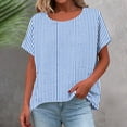 thumbnail image 5 of Aezemi Loose Striped Shirts Womens Tunic Curved Hem Lightweight Beach Vacation Casual Tops Women Summer Pullover Short Sleeve Fashion Outdoor Tees 3XL, 5 of 6