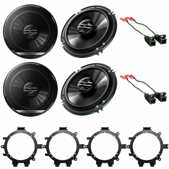 Pioneer 6.5" Stereo Front & Rear Car Speakers, (4 Pack)