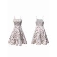thumbnail image 3 of Floral Mini Dress Spaghetti Strap Square Neck A Line Cute Sundress Beach Summer Dresses for Women 2025 White XXL, 3 of 5