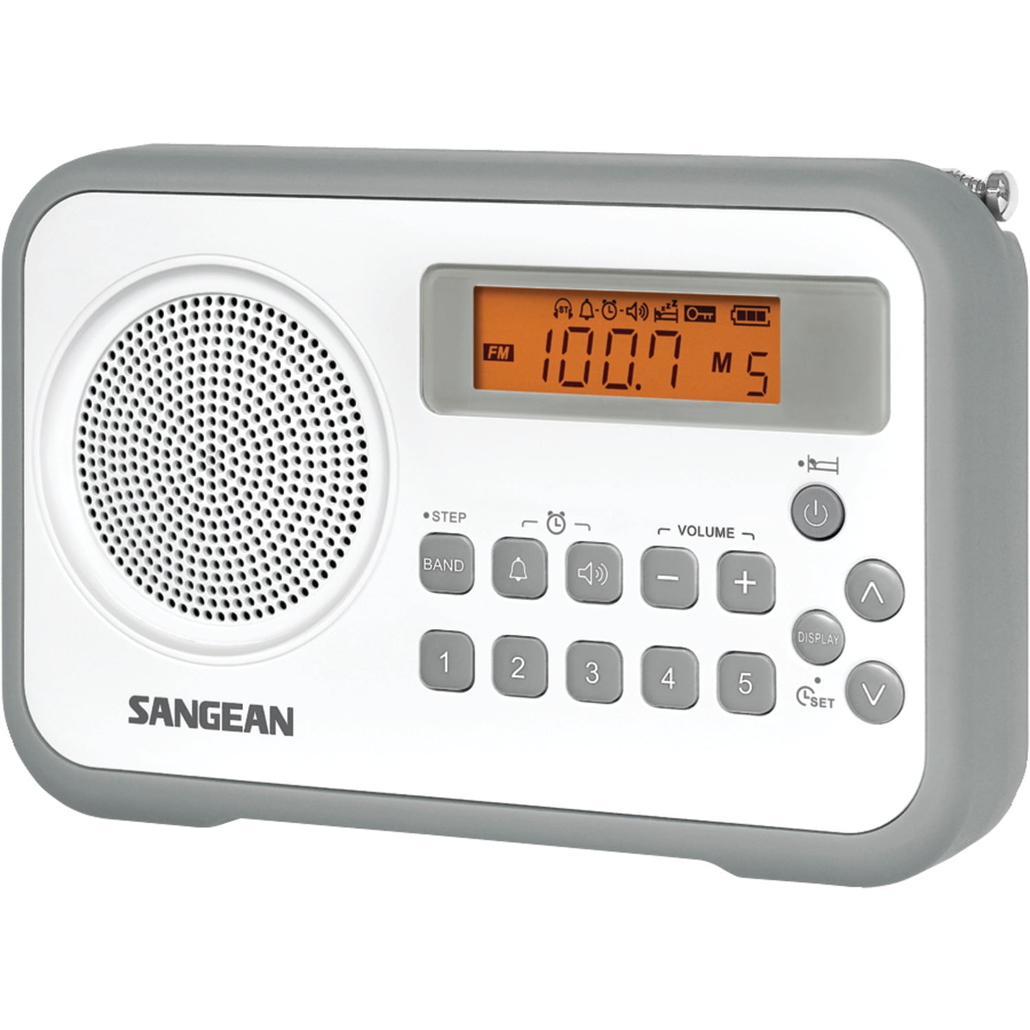 Sangean PRD18GR AM/FM Digital Portable Receiver with Alarm Clock (Gray