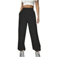 thumbnail image 2 of AherBiu Plus Size Womens Sweatpants Winter Fleece Elastic Waisted Straight Leg Solid Color Casual Trousers with Pockets, 2 of 7