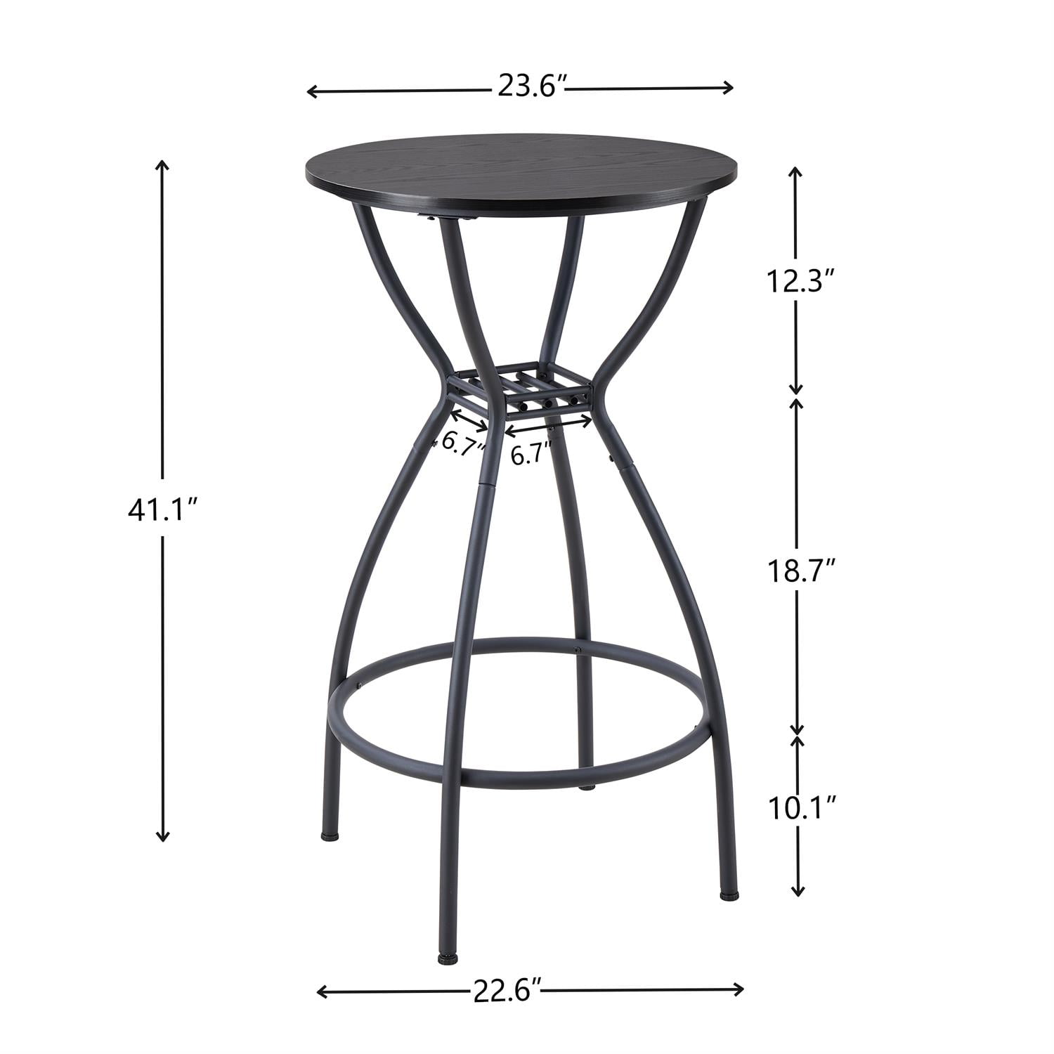 Demi Bonn 3-Piece Dining Table Set with 2 Fabric Upholstered Bar Chairs,dustrial Kitchen Bar Table Furniture Sets for Dining Room, Apartment, Black