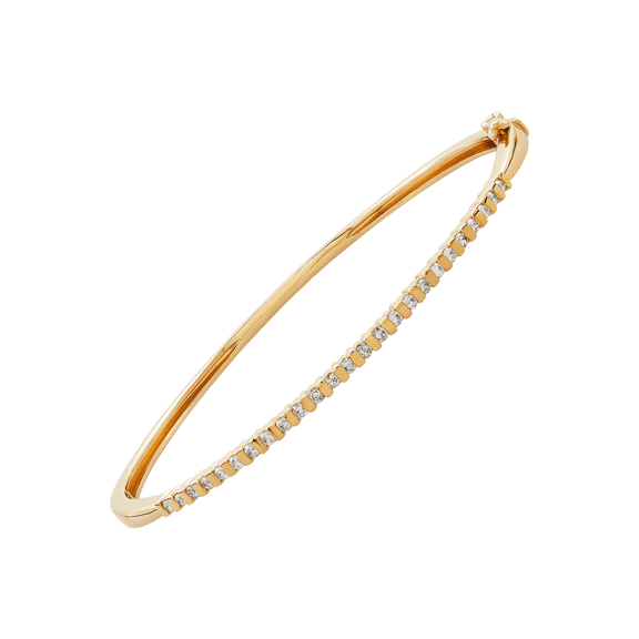 Women's Welry 1/2 cttw Diamond Bangle Bracelet in 10kt Yellow Gold, 6.93"