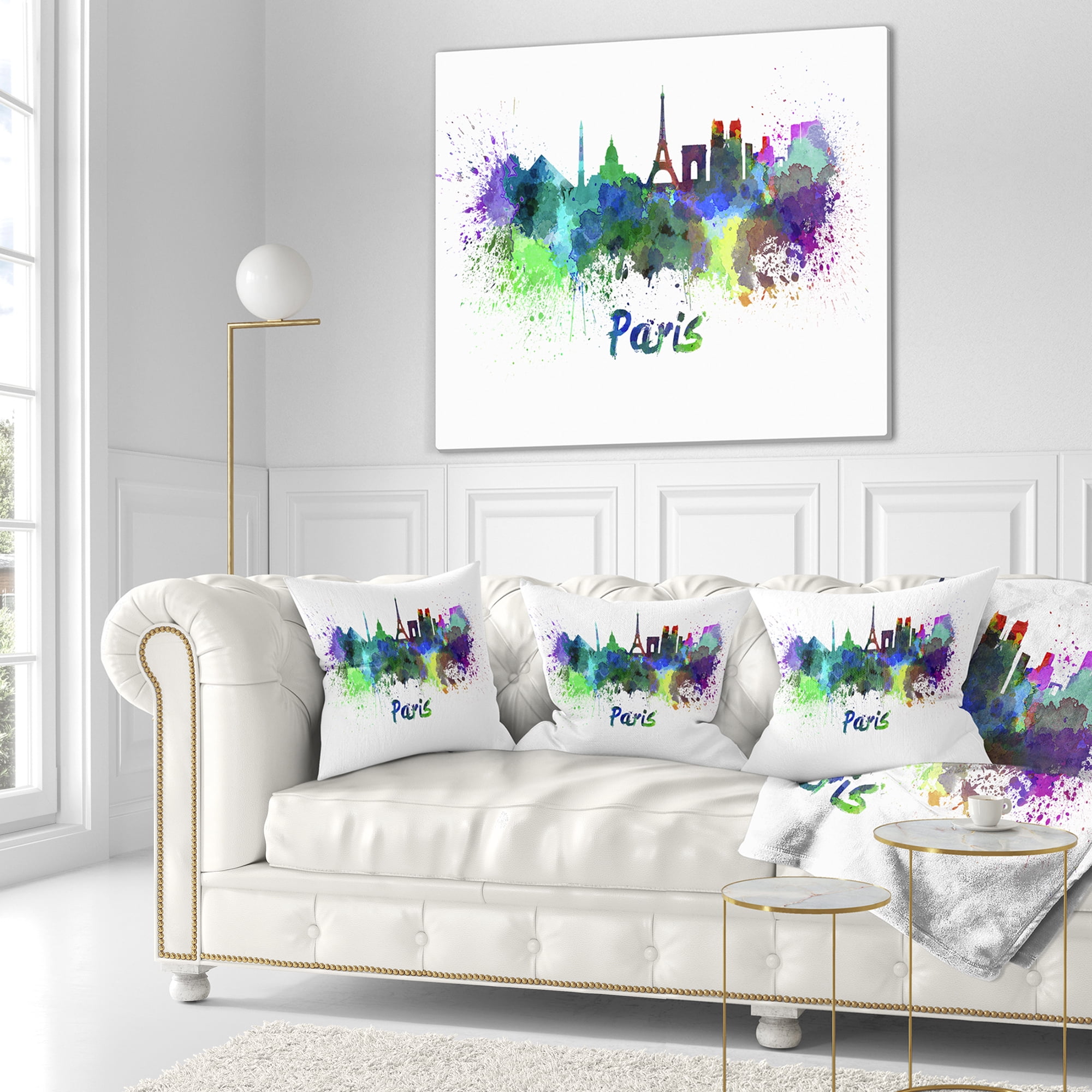 Designart Paris Skyline - Cityscape Throw Pillow - 16x16
