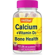 WellYeah Calcium 500mg + Vitamin D3 1000 IU (25 mcg) Gummies - Bone Health and Muscle Supprt, Immune Support Gummy, Non GMO, Gluten Free, Mix Fruit Flavors - 60 Gummies Supplement