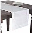 thumbnail image 3 of SARO 6100.W1672B 16 x 72 in. Rectangle Hemstitched Linen Blend Table Runner - White, 3 of 4