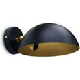 thumbnail image 3 of Modern Brass Wall Sconce Lighting Fixture with Black & Golden Metal Dome Shade, 3 of 4
