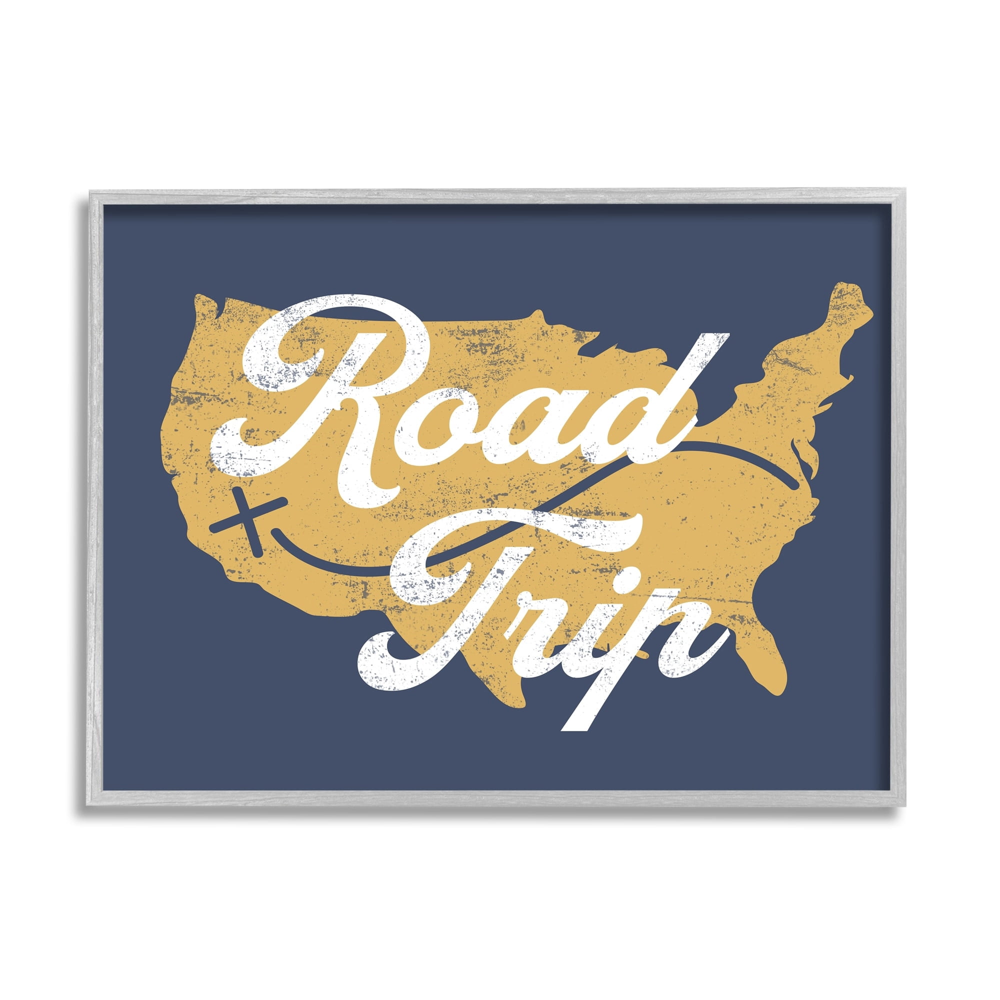 Stupell Industries Road Trip Vintage Text Traveling Country Map Framed Wall Art, 30 x 24, Design by Lil' Rue