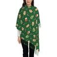 thumbnail image 4 of Cauagu green Christmas Element Print Women Wrap Shawl tassels Scarves Retro Scarf 77.6"X28.3", 4 of 8