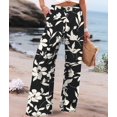 thumbnail image 4 of Women'S Pants Casual Button Up High Waisted Wide Leg Trousers Black Flower L, 4 of 7