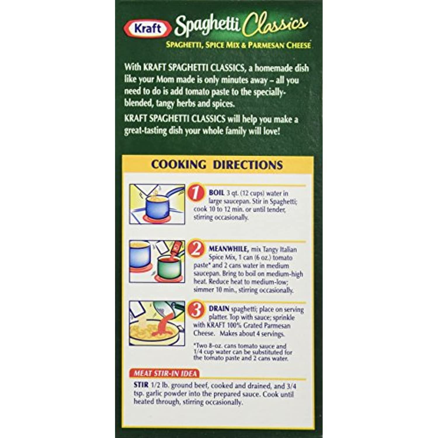 Kraft Spaghetti Classics: Tangy Italian Mix With Parmesan (8 Oz Size) 6 Pack