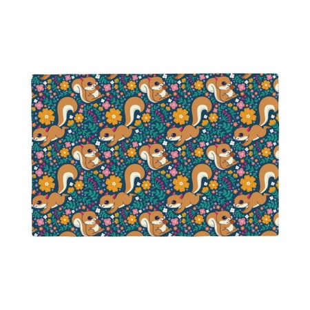

Table Placemats Set of 6 - Squirrel Garden Delight 12x18 In Faux Linen Double Heat Resistant Place Mats Cloth Indoor/Outdoor Placemats Washable Table Mats for Dining Kitchen Party