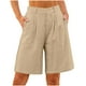 thumbnail image 1 of Pantalones de Algodón para las Mujeres Lino de Color Sólido de Verano de Ajuste Suelto, Bolsillos de Hendidura Lateral de Pierna Recta, 1 of 7