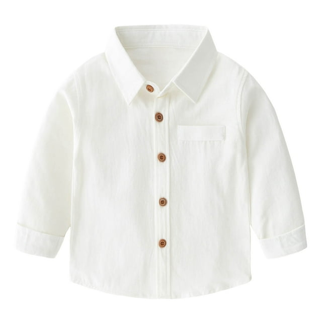 PMVFHDE T-Shirts Imprimés pour Garçons, Manches Longues, Décontracté, Uni, Blanc, 5-6 Ans