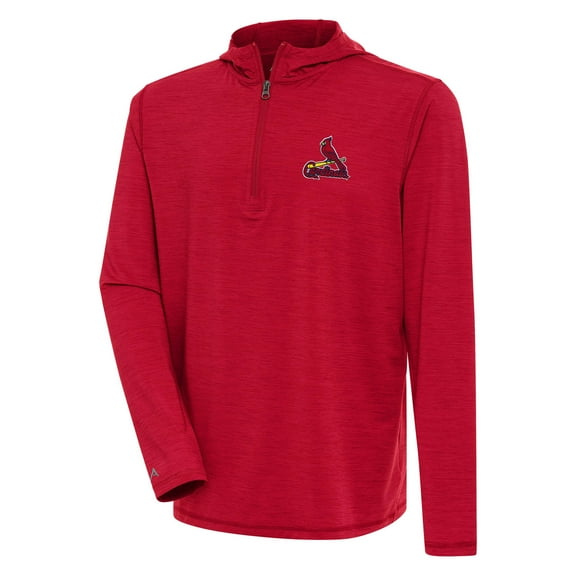 Men's Antigua  Heather Red St. Louis Cardinals Tidy Quarter-Zip Hoodie