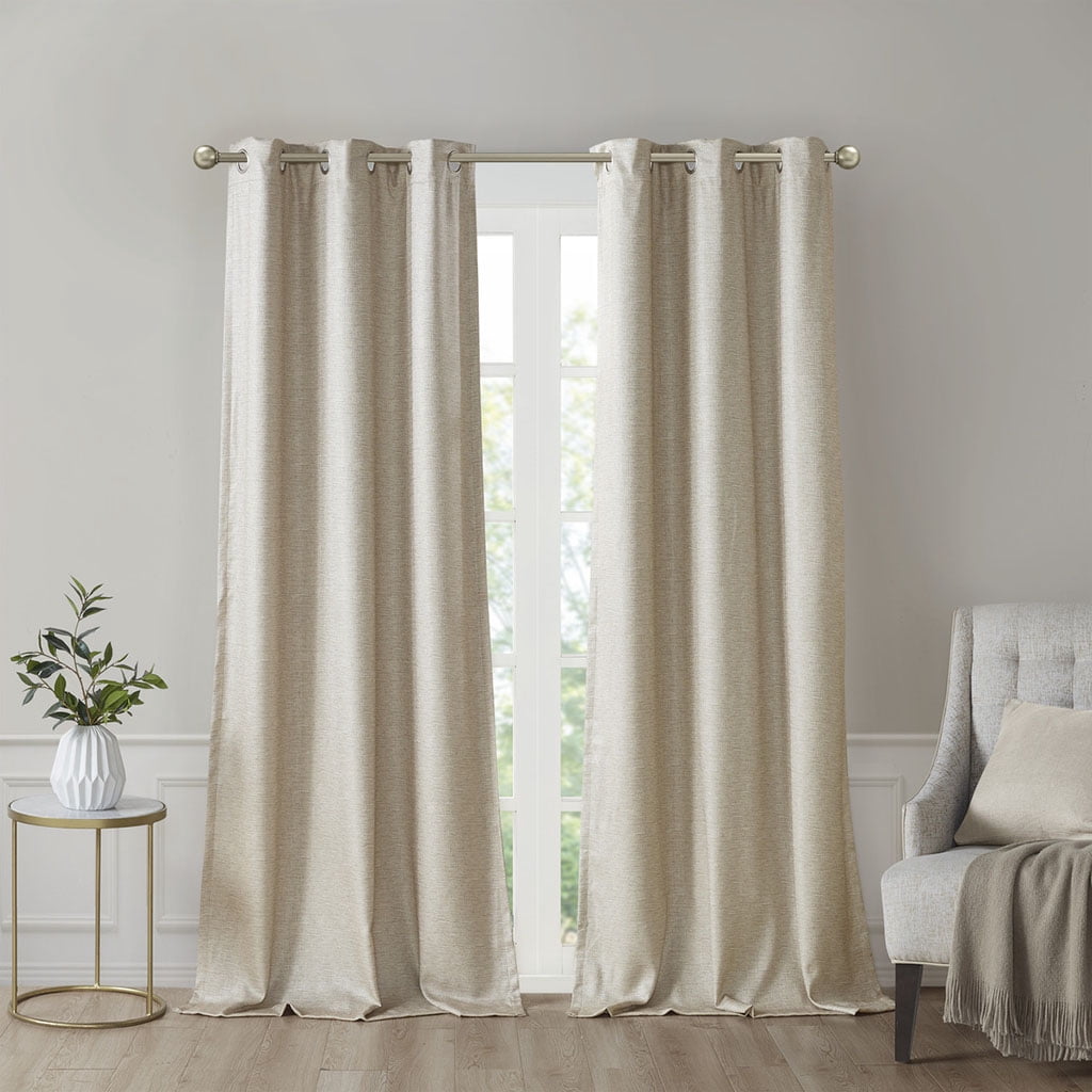 MAYEERTY 2-Pc Tonal Printed Faux Silk Curtain Pair - Total Blackout
