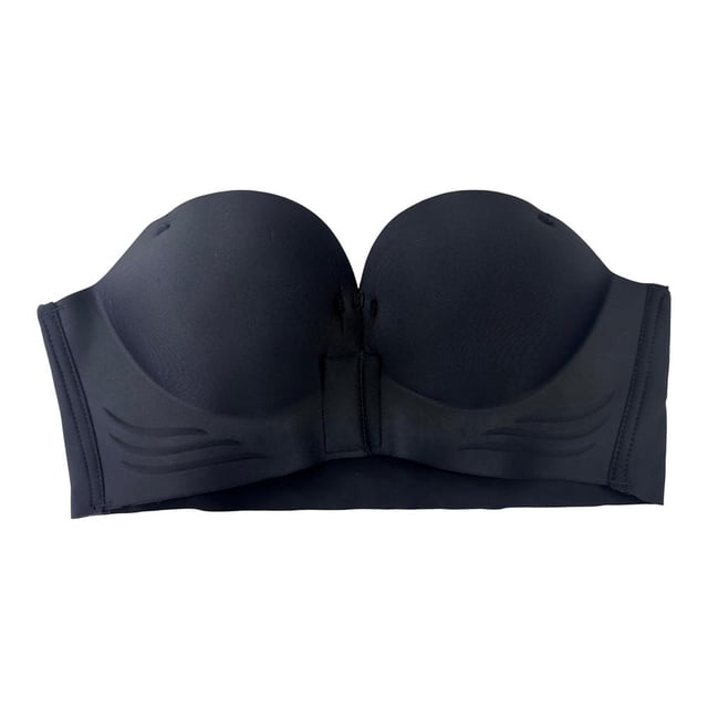 Brandless Front-Closure Push-Up Bra, Seamless Strapless Underwire Support, Discreet Convertible Multi-Way Bralette for Backless Dresses & Off-Shoulder Tops, Beige, Size L