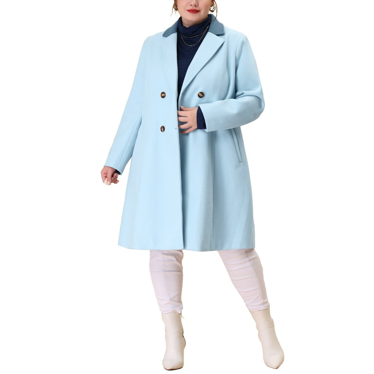 Plus size light blue cheap coat
