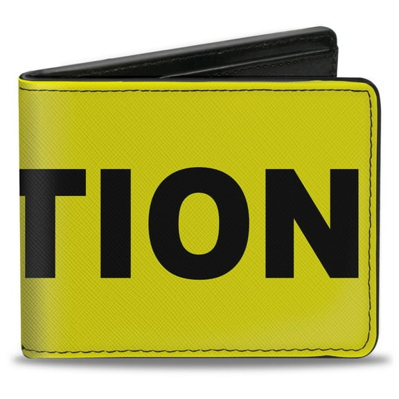 Buckle-Down Wallet, Bifold, Caution Warning Yellow Black, Vegan Leather