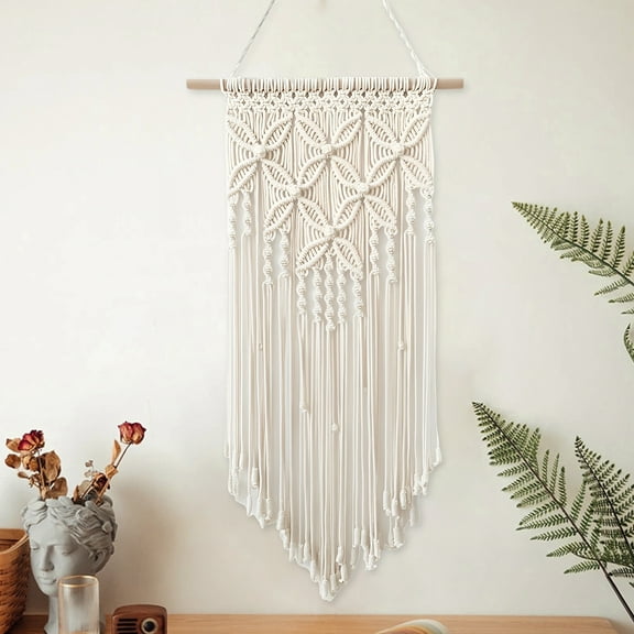 JTWEEN Hanging Macrame Curtain,Cotton Handmade Woven Wall Tapestry Bohemian Ethnic Chic Woven Home Decoration for Apartment Living Room Bedroom
