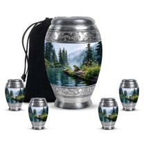 Yatskia Frog with Pond Mini Funeral Keepsake Urns for Human Ashes Adult Men and Women, Large Memorial Urn for Ashes Adult Male, (Monar 10 Inch and 3 Inch)