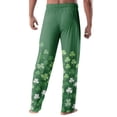 thumbnail image 4 of Domuza Mens St Patricks Day Pajamas Pants Shamrock Graphics Drawstring Stretch Waist Pj Pants Soft Relaxed Fit Lounge Sleep Pants with Pockets Light Green S, 4 of 6