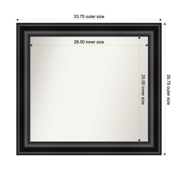 Amanti Art Custom Framed Wall and Bathroom Mirror (30.75 x 33.75 in.), Grand Black Frame