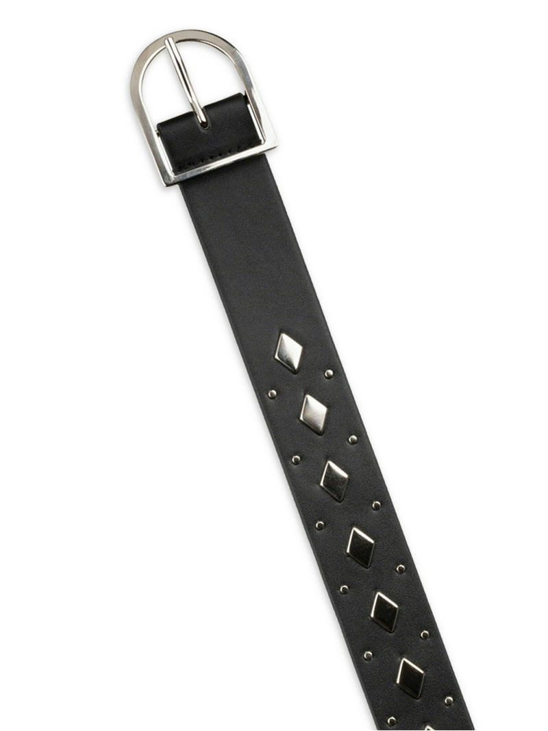 No Boundaries Black and Silver Leather Belt with Studded Design No Boundaries | Accessories | No Boundaries Black And Silver  main image 3