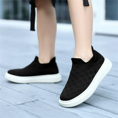 

kpoplk Cute Shoes For Teen Girls Boys Mesh Lightweight Breathable Fashion Casual Shoes Slip On Outdoor Sports Shoes(White)