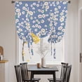 thumbnail image 3 of Watercolor Floral Balloon Curtains 63 Inch Length for Living Room/Bedroom, Spring Flower Leaves Botanical Blue Rod Pocket Privacy Door Curtains Decorative Tie Up Shade for Window 52"x63", 3 of 8