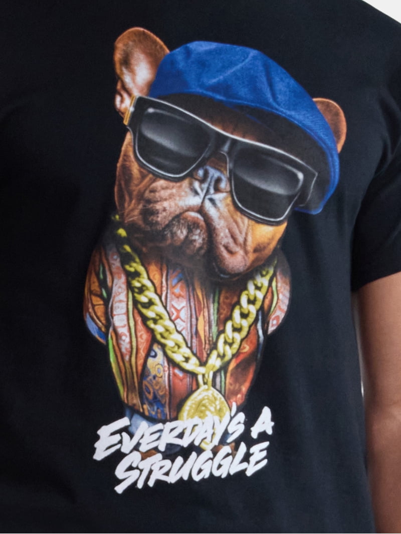 Humor Men's and Big Men's Rapper Bulldog Cotton Graphic Tee with