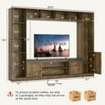 thumbnail image 3 of ChVans 103" Rustic TV Farmhouse Wall Unit Entertainment Center for TVs up to 80", Large Wall Unit TV Stand with Bookshelves, Charging Station & Sliding Barn Door Cabinets, Brown Oak, 3 of 8