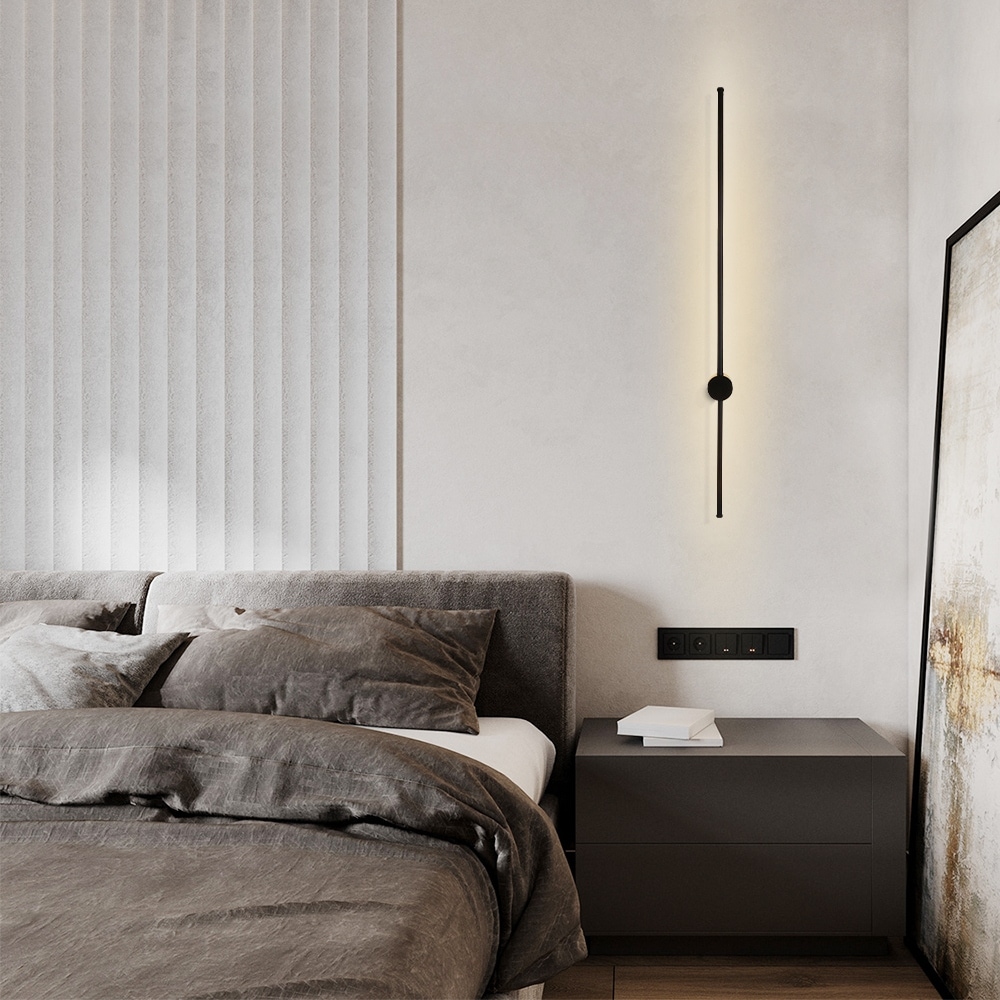 Minimalist Style Modern Long Strip LED Wall Sconce 3000K Black 2.3 