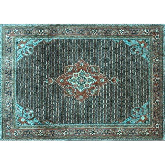 Ahgly Company Indoor Rectangle Persian Light Blue Traditional Area Rugs, 8' x 12'