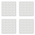 thumbnail image 1 of Abstract Coaster Set of 4, Surreal Doodle Drawing Style Geometric Pattern Line Art Cubism Inspired Design, Square Hardboard Gloss Coasters, Standard Size, Black White, by Ambesonne, 1 of 2