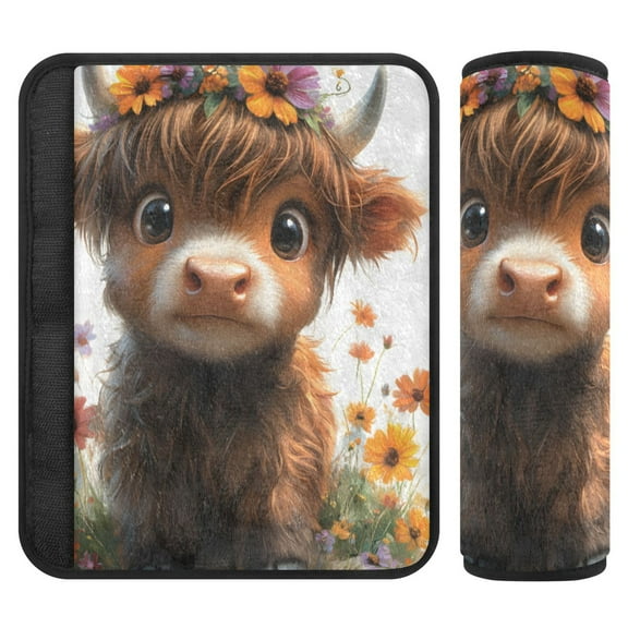 ALAZA Cute Highland Cattle Car Seat Belt Adjuster Neck Covers Shoulder Cushions Pads S