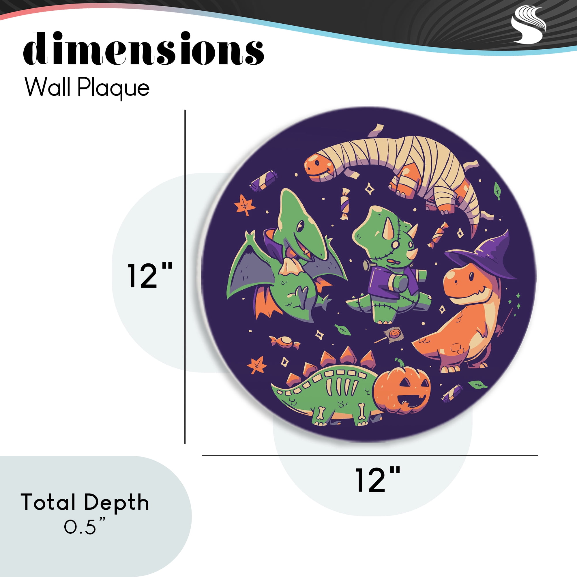 Stupell Industries Dinoween Halloween Dinosaurs Circular Wall Plaque, design by EduEly Designs