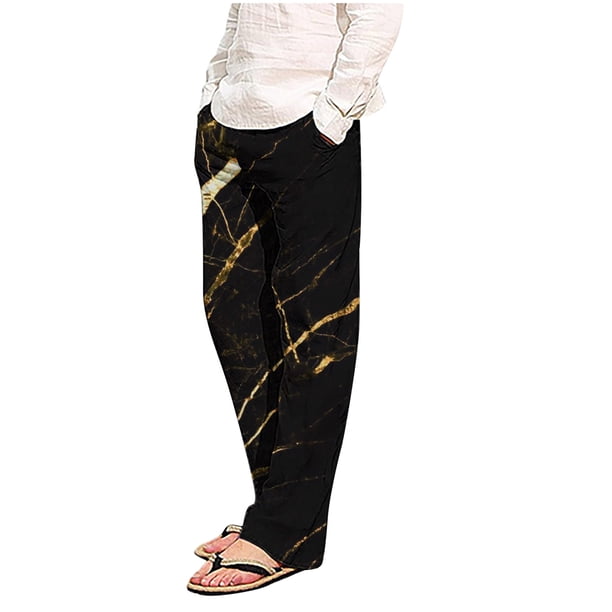 Puntoco Pantalones casuales largos para hombre Pantalones de pijama a cuadros holgados con estampado de cuadros casuales a la moda para hombre Pantalones largos