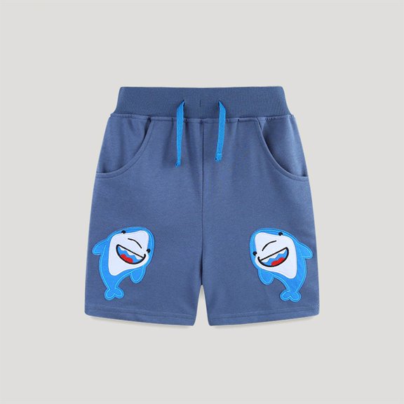 DAETIROS Boys Shorts Cotton, Summer Graphic Casual Drawstring Fashion Boys Play Shorts Navy Size 2 T-8 T