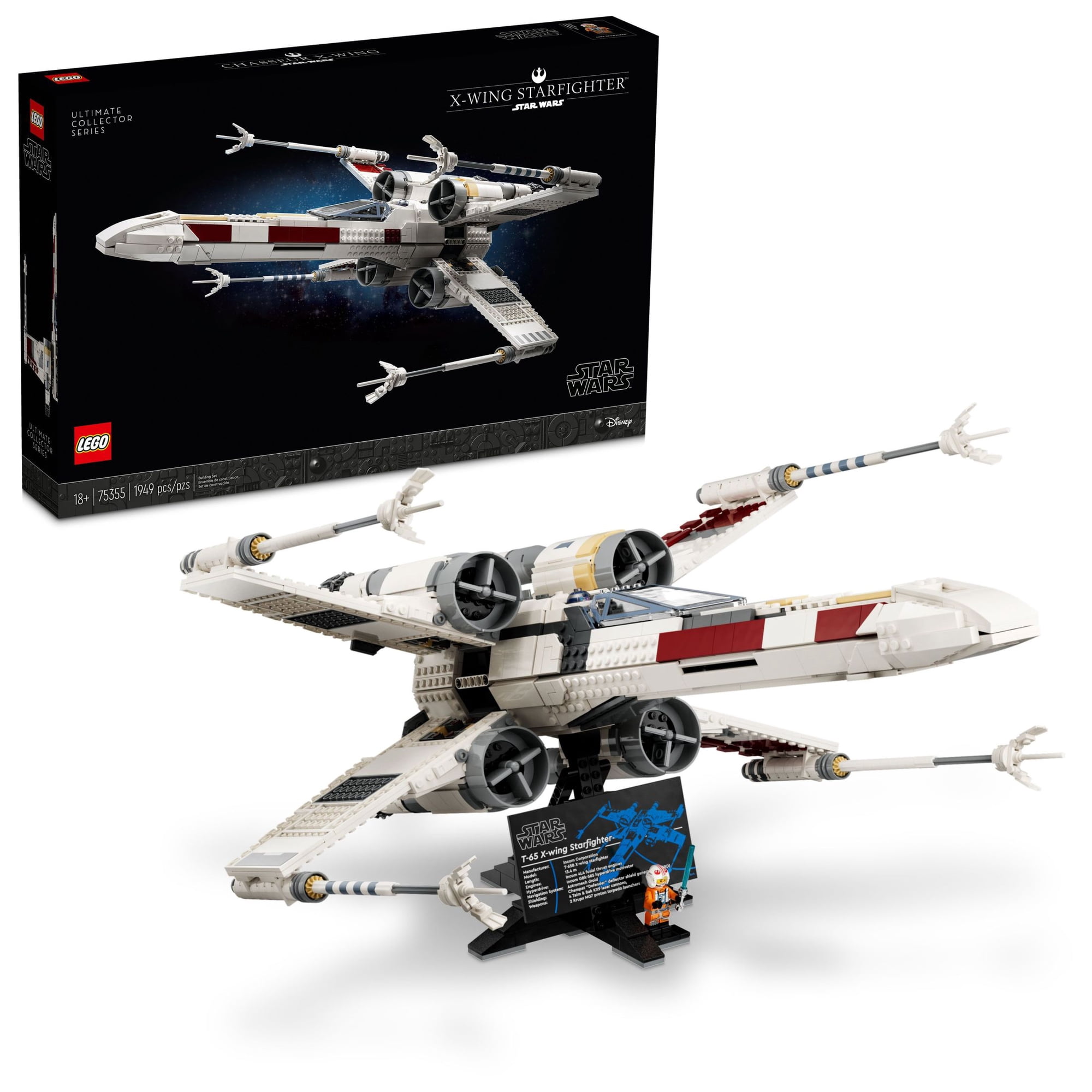 LEGO Star Wars Ultimate Collector Series X-Wing Starfighter Building Set for Adults, Collectible Ship with Luke Skywalker Minifigure for Fans, 75355