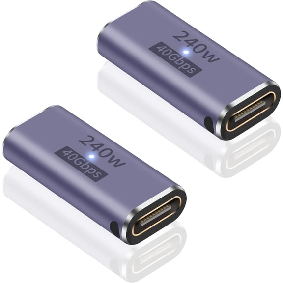 USB C Female to Female Adapter(2 Pack), USB C Coupler 240W Power Delivery, 40Gbps Type C Extender Adapter,Compatible with Thunderbolt 4/3 Support up to 240W Charging, 8K@60Hz Video